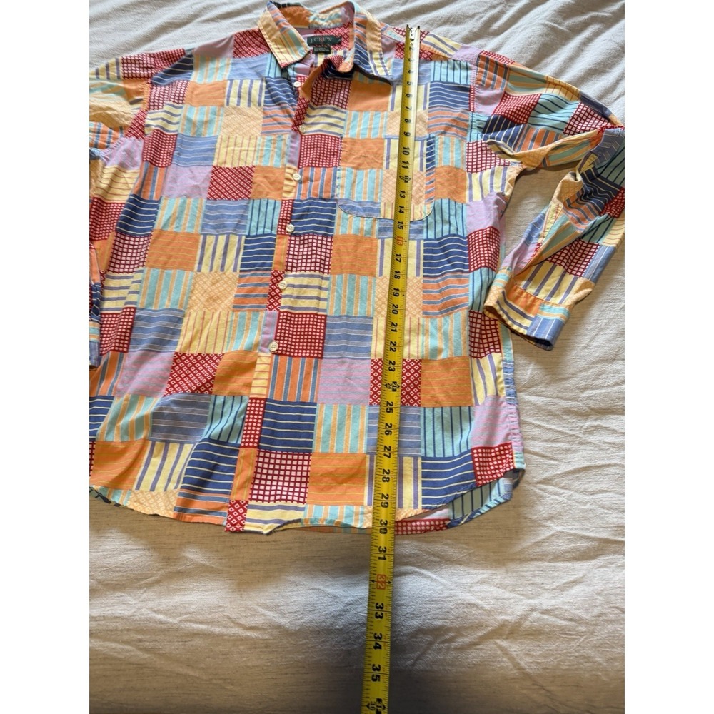 Vintage J.Crew Patchwork Button Down Shirt Mens L… - image 5